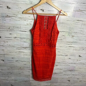 Topshop size 4 orange dress  cut out midi